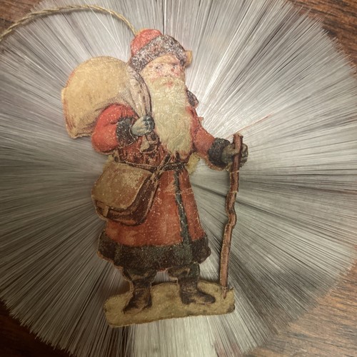 ANTIQUE GERMAN SPUN GLASS SANTA CHRISTMAS TREE ORNAMENT - Picture 11 of 24