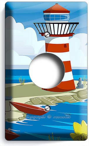 LIGHTHOUSE AT OCEAN BAY BOAT ROCKS LIGHT SWITCH OUTLET WALL PLATE ROOM ART DECOR - Picture 18 of 34