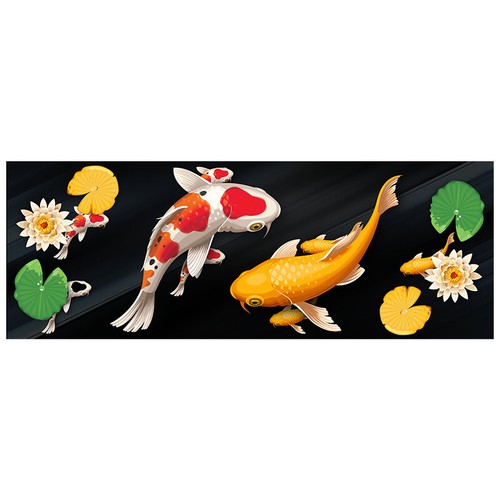 Leinwandbild Abstrakt Neun Koi Fische Landschaft Leinwand Poster Wandbild Bild - Bild 9 von 9