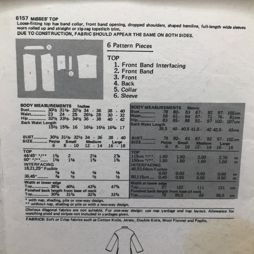 Butterick 6157 Misses Size Medium Top Shirt Tunic Sewing Pattern FF & UNCUT - Bild 3 von 5