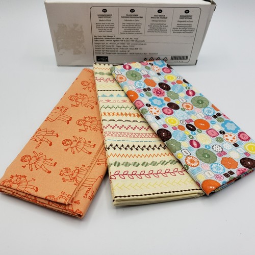 Stampin Up Sweet Stitches Designerstoff 3 Fat Quarters 18 x 28" Neu im Karton Retro