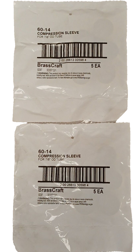 (10-PACK) NEW BrassCraft 60-14 Compression Sleeve FOR 7/8" OD TUBE - Picture 2 of 4