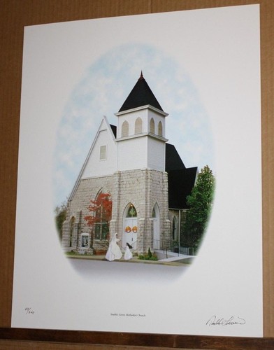 Smith's Grove Methodist Church by Todd Lewis Religious Kentucky Artist Bride S/N - Picture 4 of 6