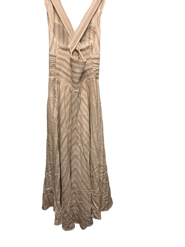 VTG Vintage Coldwater Creek Halter Striped Long Maxi Dress Size 10 Linen - Picture 10 of 12