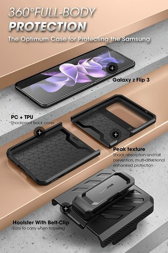 For Samsung Galaxy Z Flip 3 5G, SUPCASE Rugged Case Heavy Duty Protection Cover - Picture 14 of 33