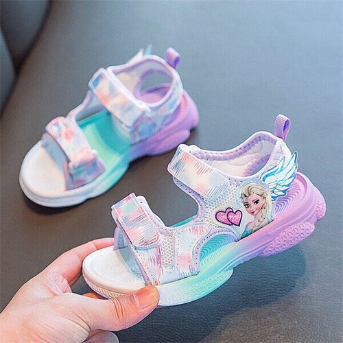 Mädchen Elsa Prinzessin Glow Schuhe LED Leuchtende Kinder Sommer Strand Sandalen - Bild 10 von 19