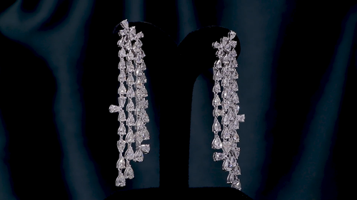 6.60 Ct Pear Lab Grown CVD Diamond Chandelier Earrings 14k White Solid Gold Gift - Video 1 of 1