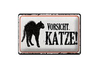 Blechschild Hinweis 20X30 Cm Vorsicht Katze Schild