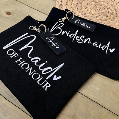 PERSONALISIERTE BRAUTPARTY Kosmetiktasche Set - mit personalisiertem Schlüsselanhänger