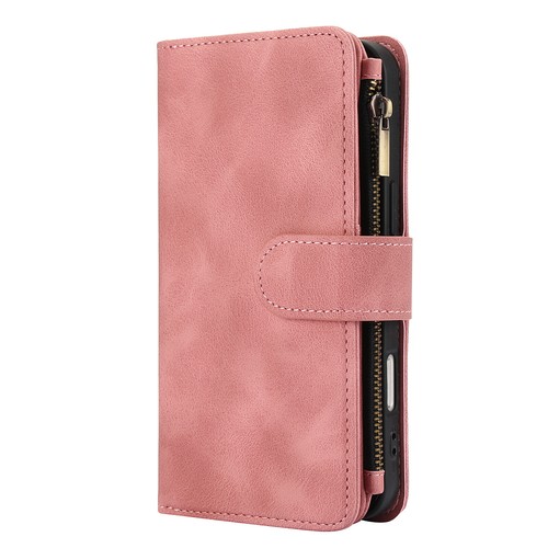 For iPhone 14 15 16 Pro Max XR Leather Wallet Case Card Slot Zipper+Wrist Strap - Picture 38 of 40