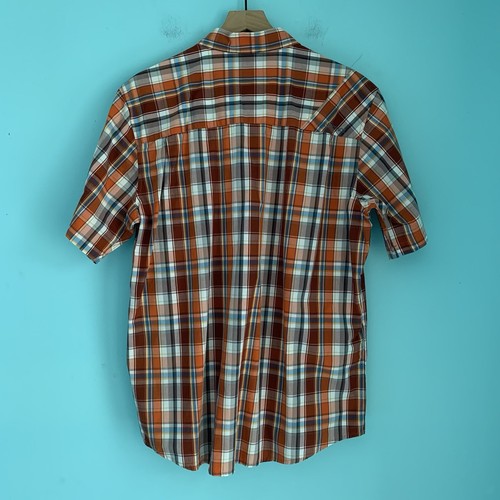 Marmot Stockton Shirt Mens L Orange Plaid UPF Short Sleeve Hiking REI Trail - Picture 10 of 12