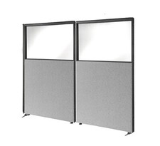 Glass Top Office Partitions L-Shape, Heavy Duty