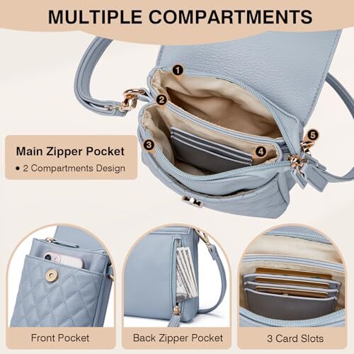 Small Crossbody Bags for Women - Vegan Leather Crossbody Phone Light Blue - Bild 3 von 6