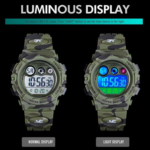 Orologi Sportivi Mimetici Militari Impermeabili Data Digitale Ragazza Biy Orologio da polso - Foto 4 di 15