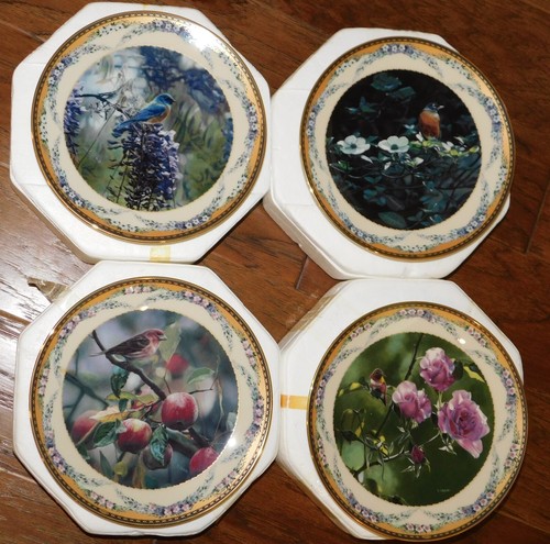 LENOX Sombras de la Temporada Plate Collection SET 4 Terry Isaac Pájaros Flores ¡EXCELENTE! - Imagen 3 de 17