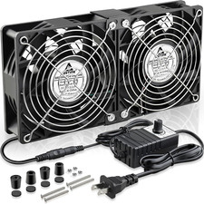 Dual 120Mm X 38Mm Computer Fan with AC Plug, AC 110V-240V Variable Speed Fan 240