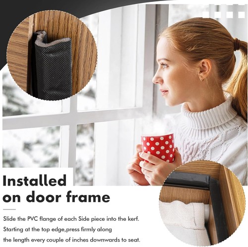 Tira antideslizante universal para clima - Sello de espuma negra para puertas y ventanas (240 pies) - Imagen 7 de 9