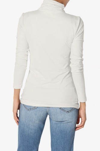 TheMogan S~3X Essential Soft Jersey Ruched Turtle Neck Long Sleeve Slim Fit Top - Picture 46 of 248
