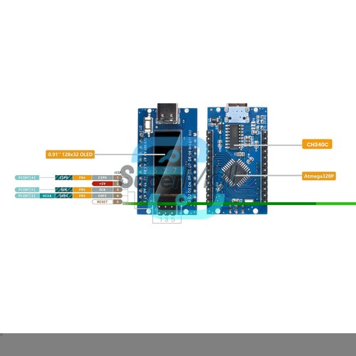 Nano V3.0 ATmega328P CH340C Board + 0.91""' OLED Display SSD1306 IIC For Arduino - Picture 13 of 23