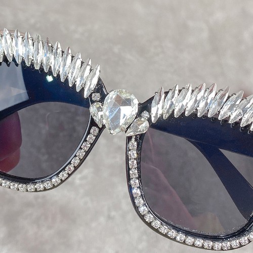 Luxus übergroße Kristall Strass Sonnenbrille Damen Mode Sonnenbrillen Party Geschenk - Bild 4 von 11