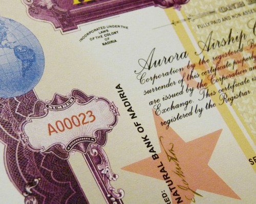 Steampunk Zeppelin Art Print - Airship - Fantasy Stock Certificate - Picture 3 of 5