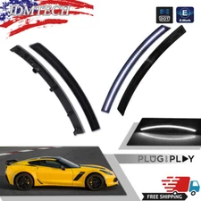 For Chevy Corvette C7 2014-2019 Front & Rear LED Side Bumper Marker Smoked White