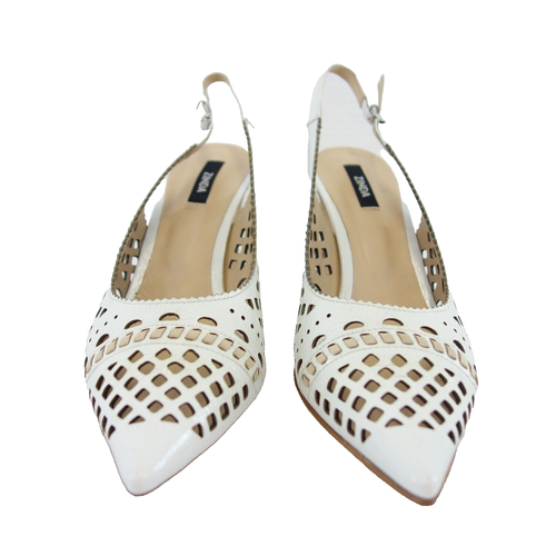 Women's pumps white Zinda shoes slingback sandals leather size 42 pointed New - Picture 2 of 12