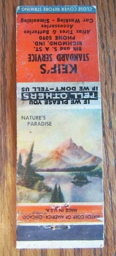 KEIF'S STANDARD GAS STATION 1940s MATCHBOOK MATCHCOVER: RICHMOND, INDIANA -E22 - Picture 2 of 2