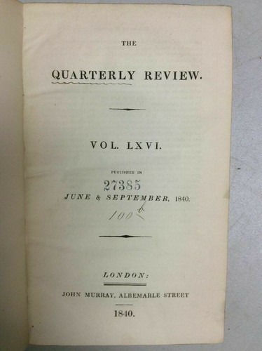 1840 QUARTERLY REVIEW John Murray *Polar Seas Expedition*Troops in West Indies++ - Imagen 3 de 9