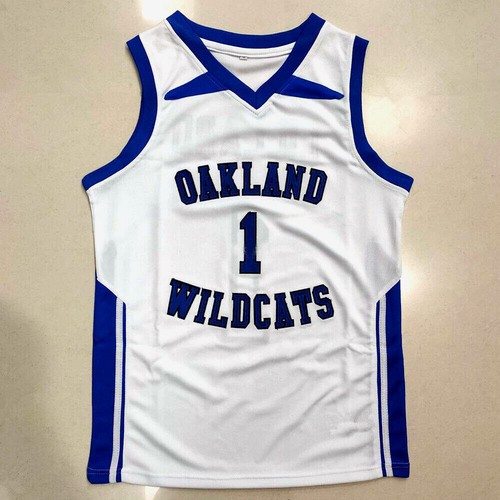Lillard #1 Oakland Wildcats High School Basketball Jersey White Blue Stitched - Picture 2 of 7