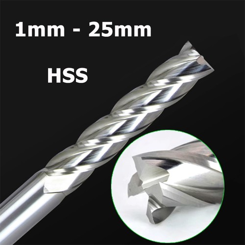 1mm - 25mm HSS End Mill 4 Flute Milling Cut Slot Drill Bit CNC Router Steel - Picture 2 of 9