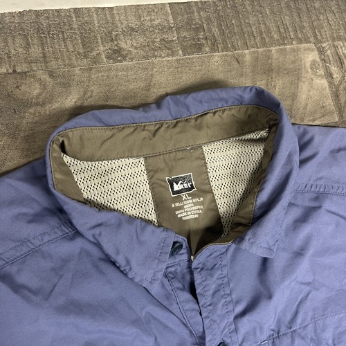 REI Men's Blue XL Long Sleeve Hiking Fishing Mesh Shirt RN#37249 100% Nylon Vent - Picture 2 of 11