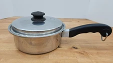 2 Pc SaladMaster 1 Qt Sauce Pan W/ Vapo Lid 18-8 Tri-Clad Stainless Steel USA 