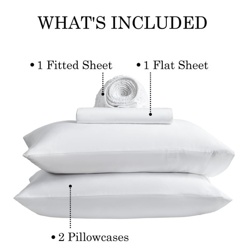 White 100% Viscose Derived from Bamboo Sheet Set King Size, 4 Pieces Cooling ... - Picture 5 of 7