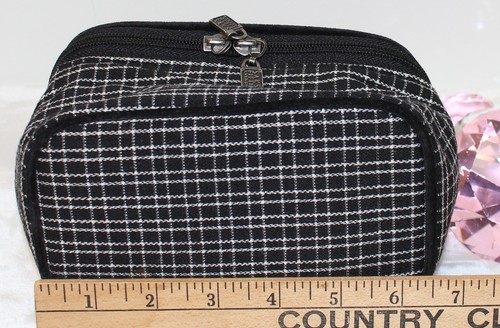 Saks Fifth Avenue Black White Check Travel Cosmetic Case Small - Picture 10 of 11