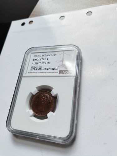 Great Britain United Kingdom 1857 Farthing NGC UNC Details mint lustre video - Picture 2 of 5