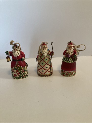 2007 Jim Shore Set Of 3 Santa Ornaments W/Decorated Box - Picture 9 of 10