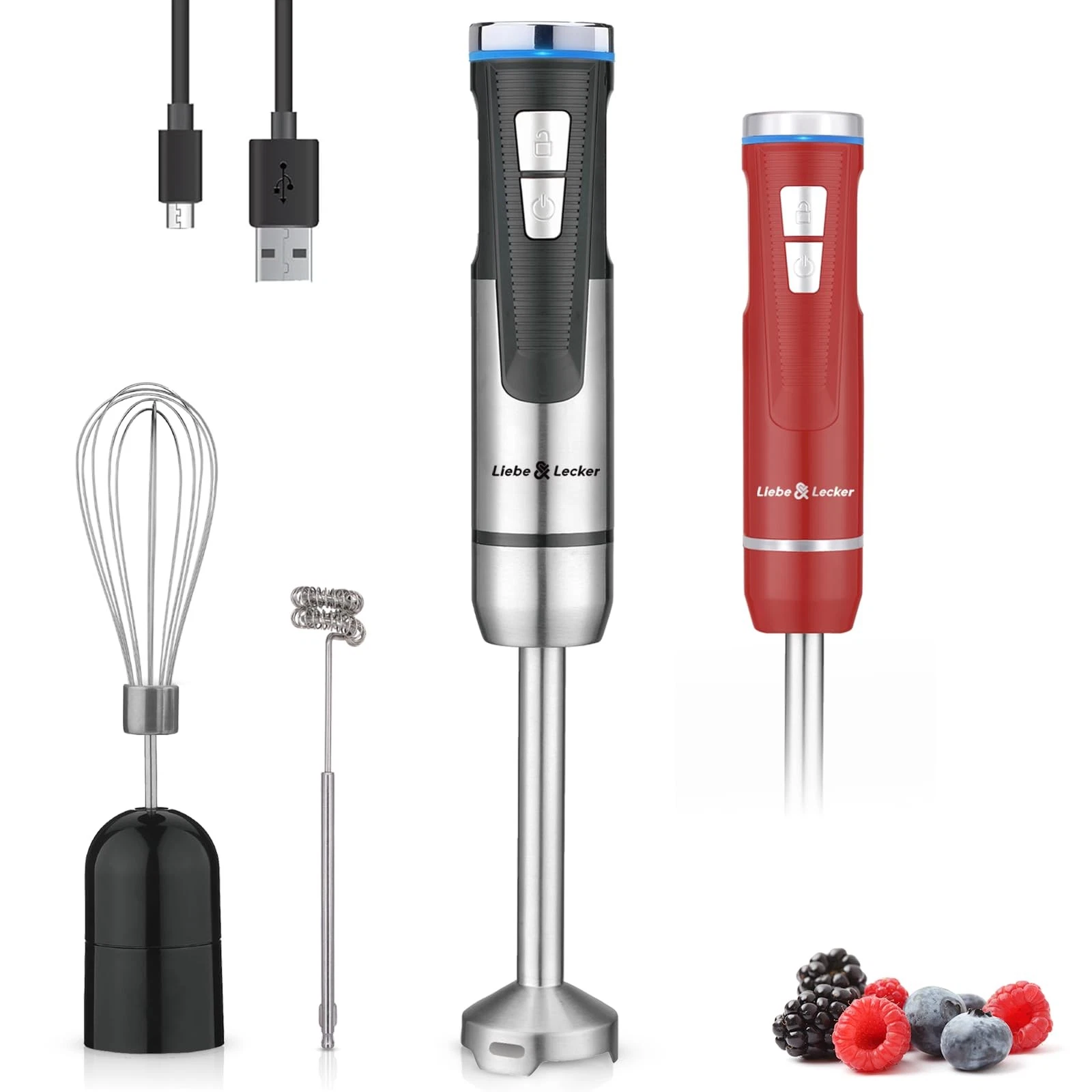 Immersion Blender Handheld Cordless, 3 in 1 Cordless Hand Blender, 8 Speed Em...