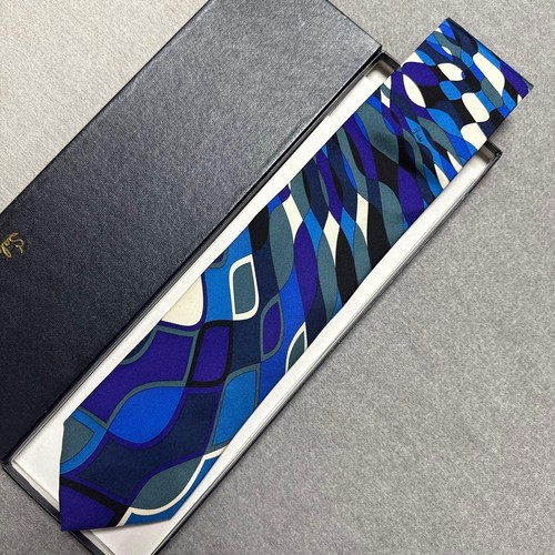 Cravatta Emilio Pucci multicolore seta firma logo stampa all over uomo dal Giappone - Foto 17 di 24