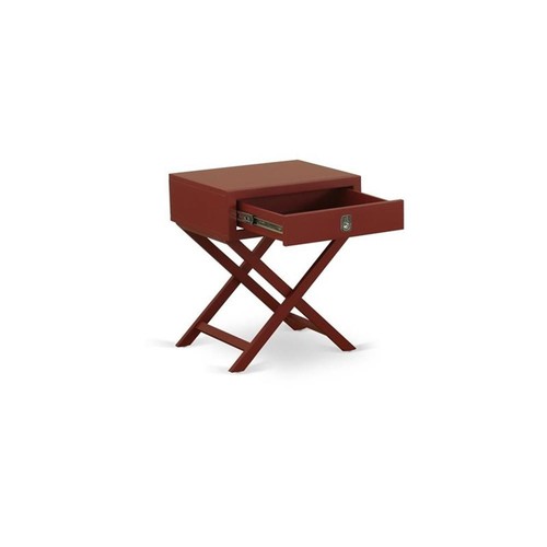East West Furniture Hamilton 20" Wood Nightstand with Drawer in Burgundy Red - Picture 5 of 5