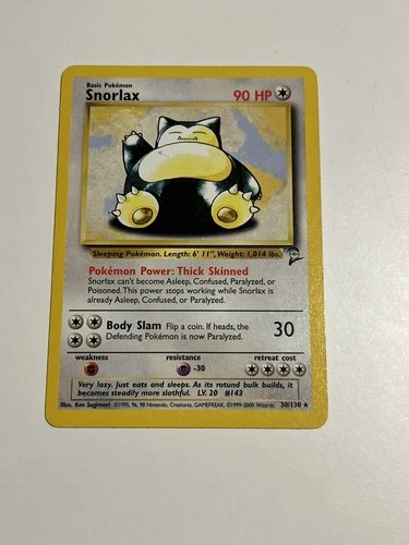 Pokémon TCG Snorlax 30/130 Base Set 2 Regular Rare Non-Holo - LP