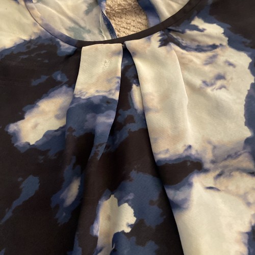 Kate Spade New York Blue Dusk Clouds Crepe Shirt Blouse Top Size 14 - Picture 8 of 14
