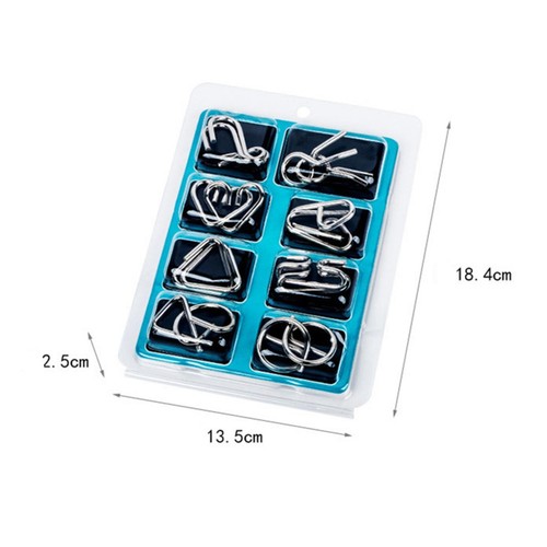8PCS Metal Puzzle Wire IQ Mind Brain Teaser Toys IQ creative Educational Toys A - Picture 6 of 8