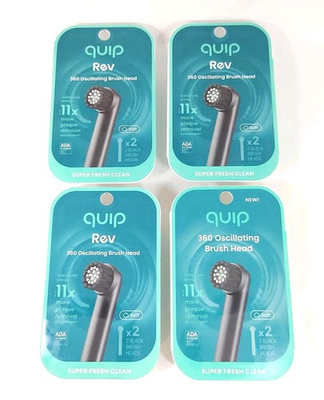 #ad #ad Quip Rev 360 Oscillating Brush Head Refills Soft Black Set of 4 New $28.71