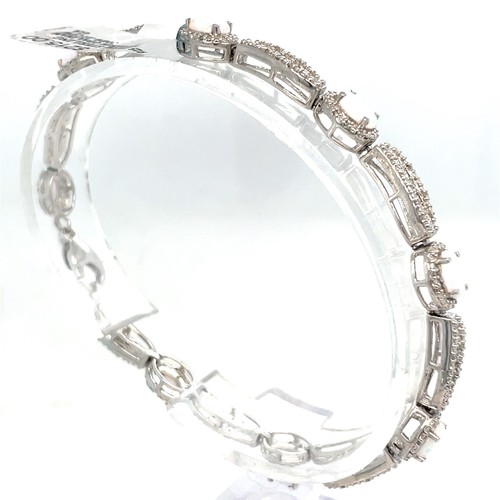 "Brazalete de diamantes ópalo sintético de plata de ley 925 de 7,5"" 13,55 g,21 quilates"  - Imagen 2 de 5