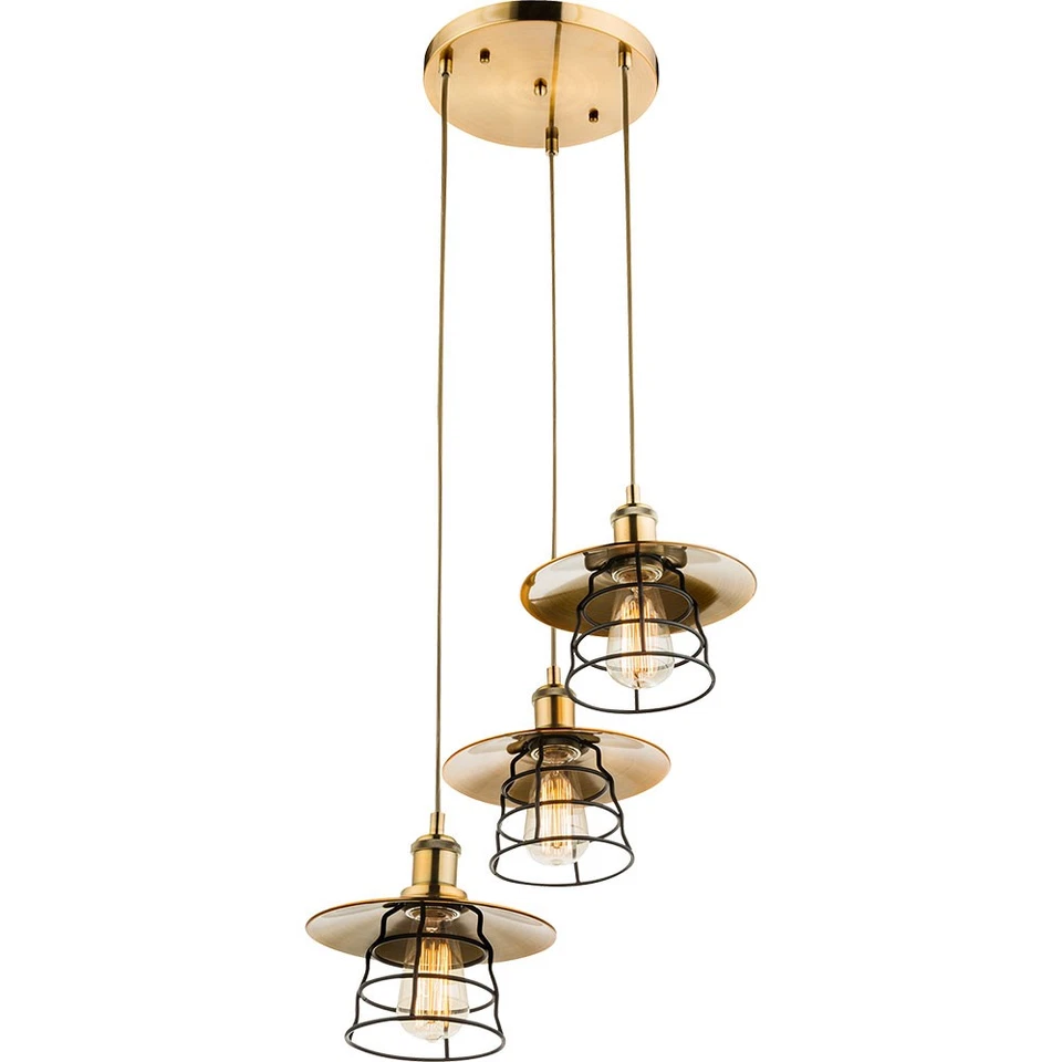 Lampada A Sospensione 3 Fari Ottone Nera Per Camera Da Letto Lobby Big.Light - Immagine 2 di 4