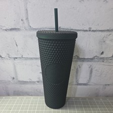 Starbucks Studded Matte Dark Green 24 oz Tumbler Cold Cup Venti 