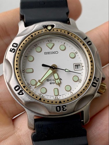 Reloj de cuarzo Seiko Diver SCUBA fecha analógico para hombre 5H25-6000 artículo de trabajo - Imagen 4 de 10