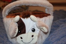 HIGhLAND COW PLUSH BASKET BROWN EASTER BASKET OR ANY USE brown