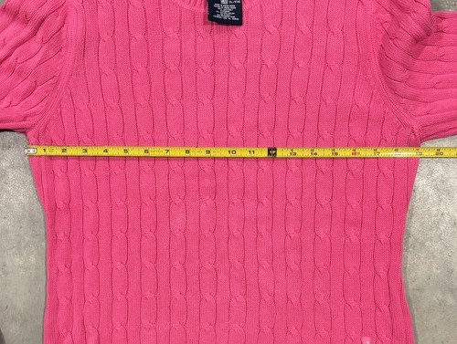 Polo Jeans Co Ralph Lauren Pullover mit Zopfmuster Damen Gr. XL rosa Rundhalsausschnitt - Bild 3 von 6